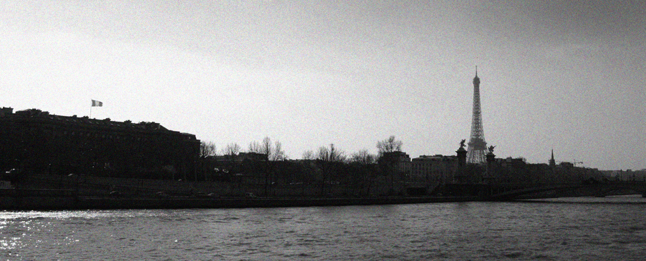 panorama of Paris with Eiffel tower and the banks of the river Seine