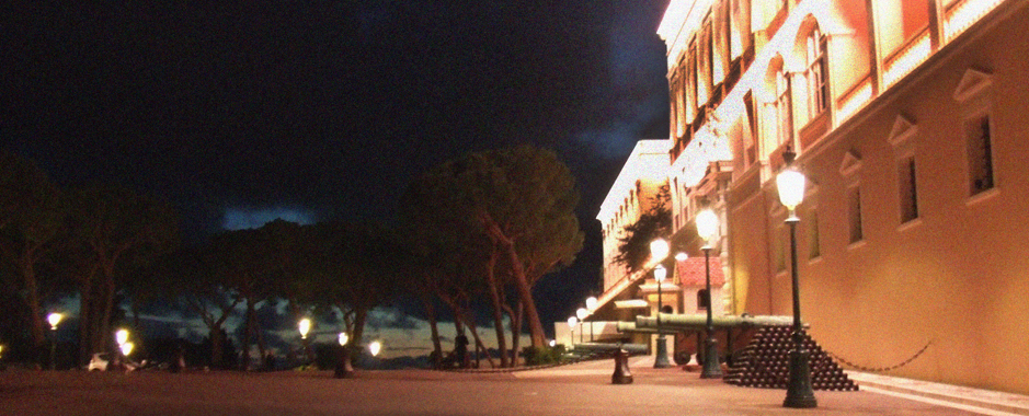 Night view of the Prince's Palace in Monaco