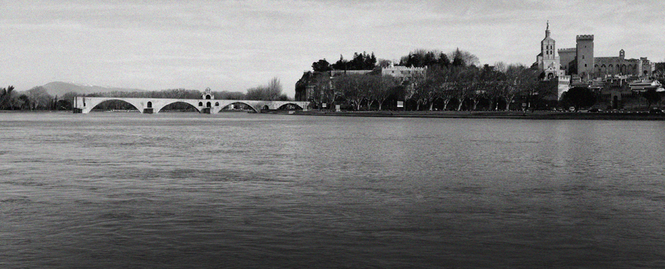 panorama sur le pont d'Avignon et le Palais des Papes